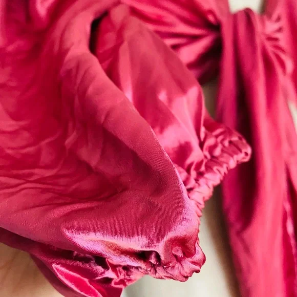 Forever 21 Red Satin Tie-Front Top - Picture 6 of 10